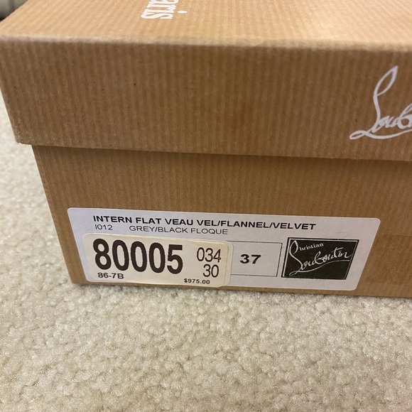 Christian Louboutin Grey Velvet Intern Flats Sz 37 - Picture 6 of 10